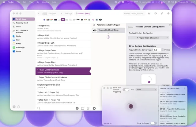 BetterTouchTool screenshot