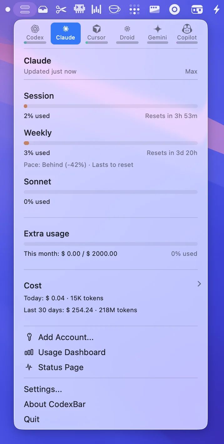 CodexBar screenshot 2