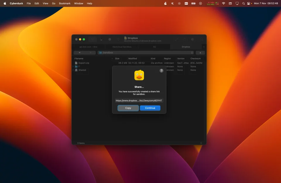 Cyberduck screenshot 2