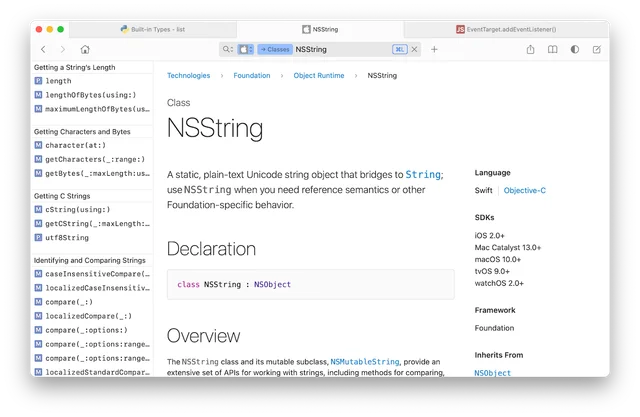 Dash screenshot