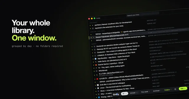 Emily: minimal bookmark saver screenshot 1