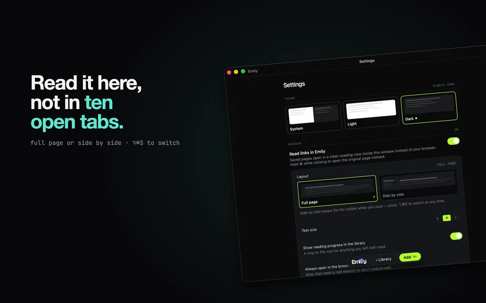 Emily: minimal bookmark saver screenshot 4