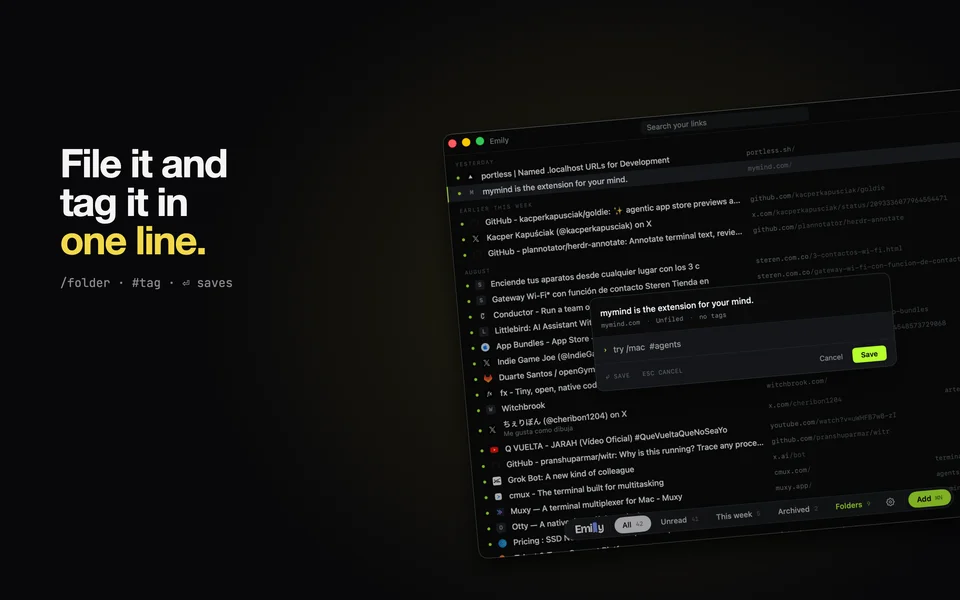 Emily: minimal bookmark saver screenshot 3
