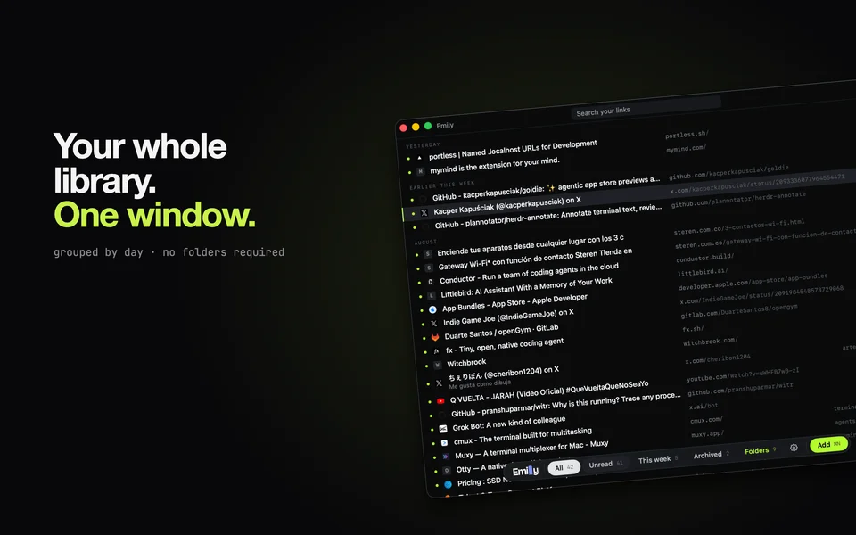 Emily: minimal bookmark saver screenshot 2