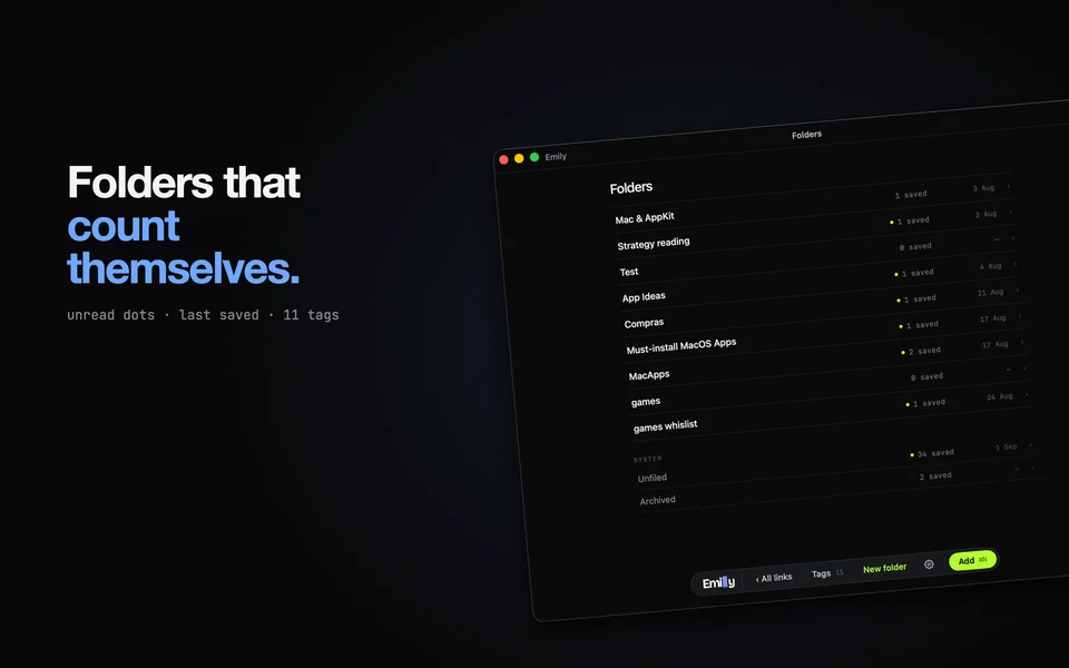 Emily: minimal bookmark saver screenshot 5