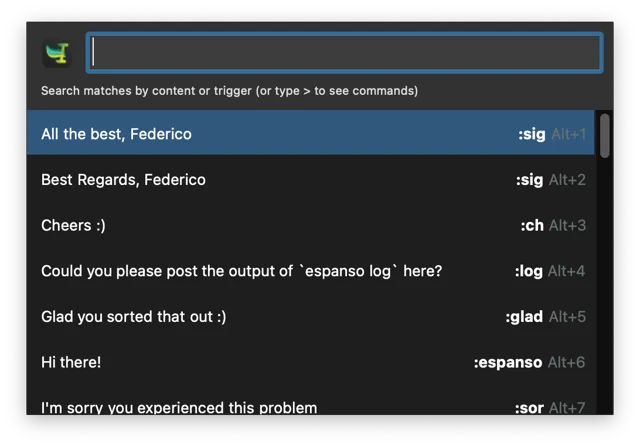 Espanso screenshot