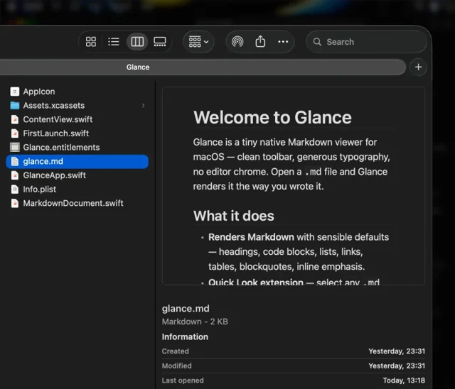 Glance screenshot