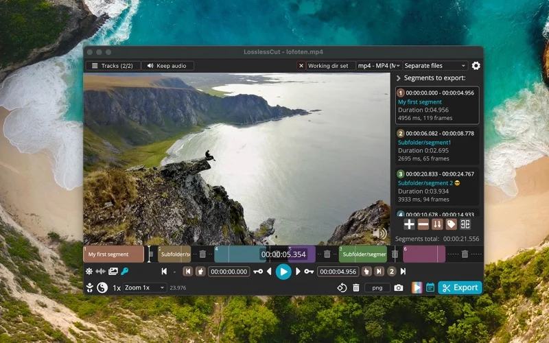 LosslessCut screenshot 2