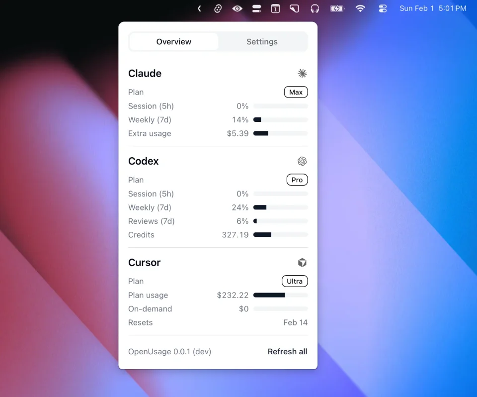 OpenUsage screenshot 3