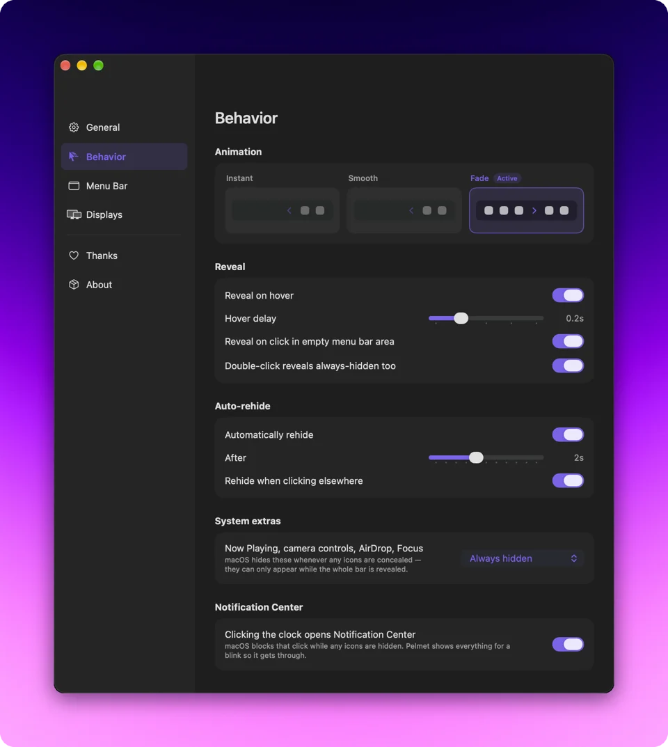 Pelmet screenshot 4