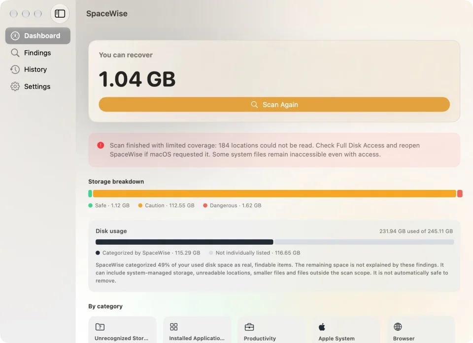 SpaceWise screenshot 2