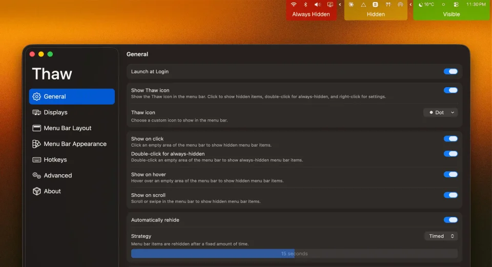 Thaw screenshot 3