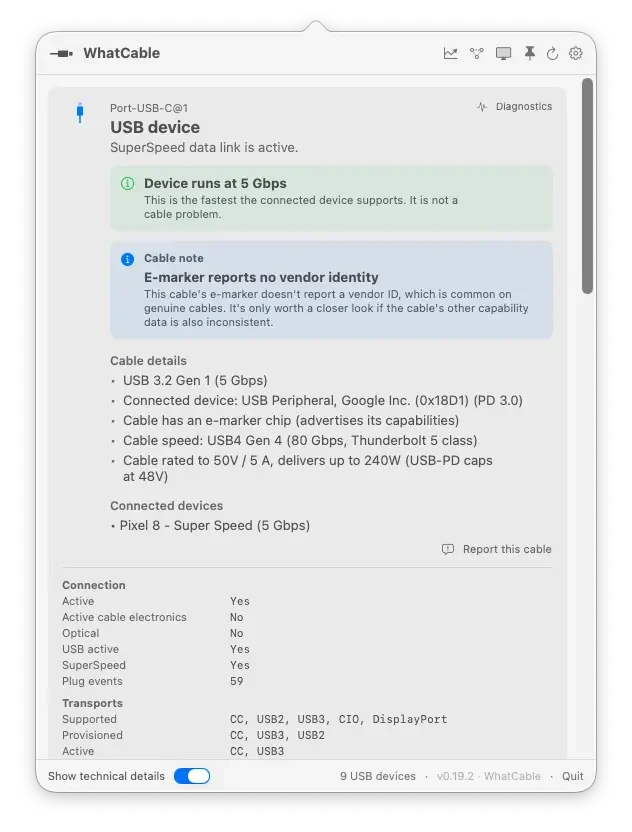 WhatCable screenshot 2
