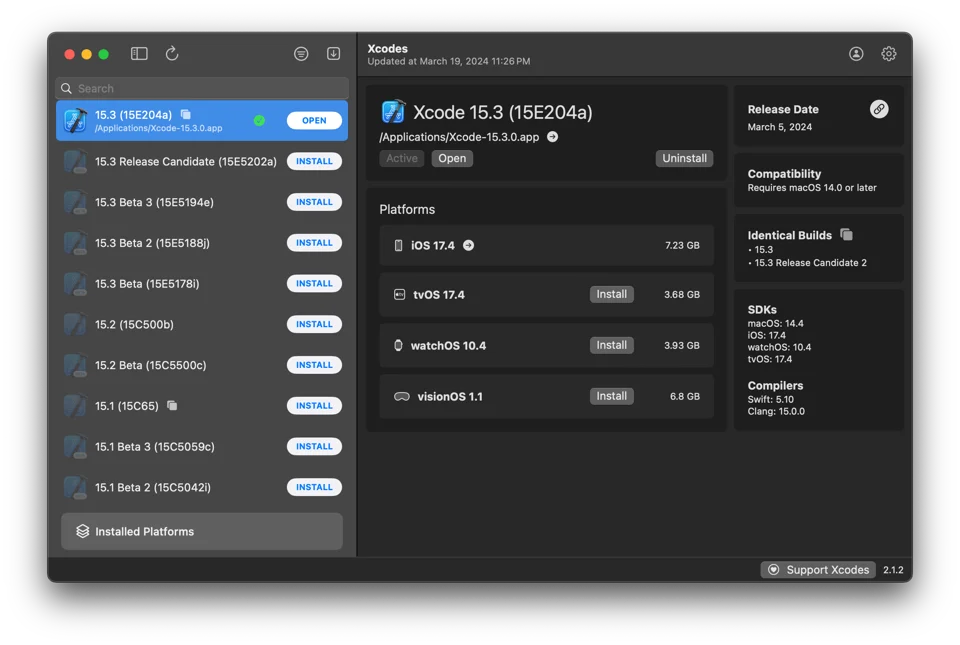 Xcodes screenshot 2
