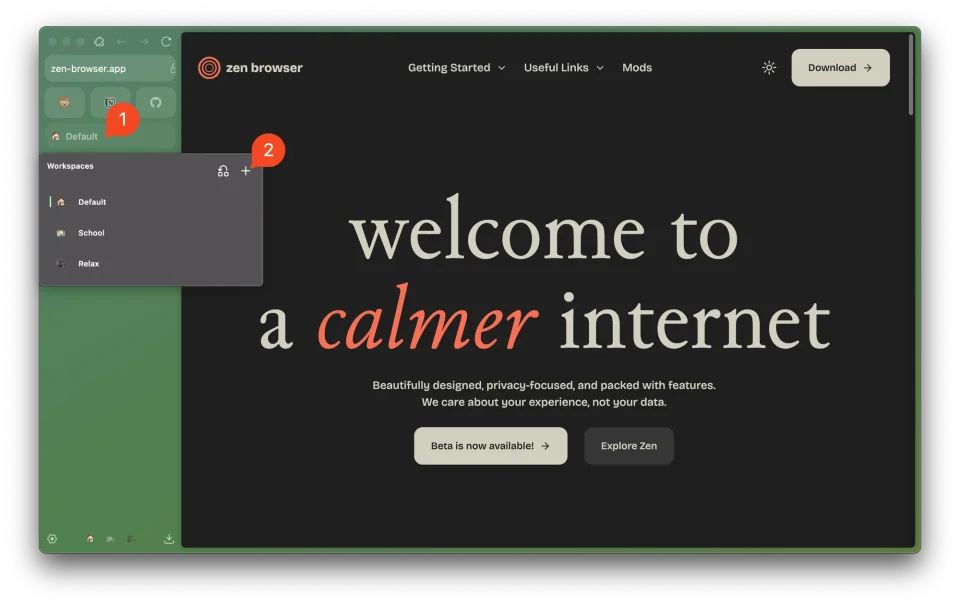 Zen Browser screenshot 2